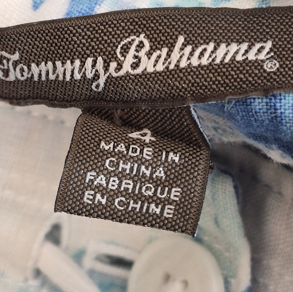 Tommy Bahama Elegant ladies size 4 wide leg linen pants, Blue Tropical Theme - Picture 9 of 9